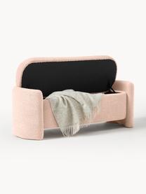 Banc en bouclette avec rangement Benji, Peluche rose pâle, larg. 140 x haut. 48 cm