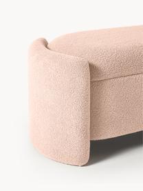 Banc en bouclette avec rangement Benji, Peluche rose pâle, larg. 140 x haut. 48 cm