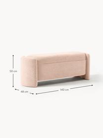 Banc en bouclette avec rangement Benji, Peluche rose pâle, larg. 140 x haut. 48 cm