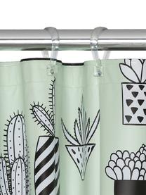 Sprchový závěs s kaktusovým vzorem Cactus, Zelená, černá, bílá