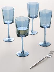 Copas de vino Amory, 4 uds., Vidrio, Azul transparente, Ø 9 x Al 22 cm, 350 ml