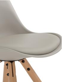Kunststoffstühle Max mit gepolsterter Sitzfläche in Beige, 2 Stück, Sitzfläche: Kunstleder, PVC-Kunststof, Beine: Buchenholz, Grau, B 46 x T 54 cm