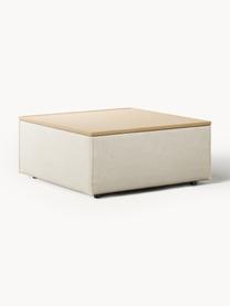 Sofa-Hocker Lennon aus Leinen-Mix mit Stauraum, Bezug: 50 % Viskose, 25 % Leinen, Tablett: Eichenholz, Spannplatte m, Gestell: Spanplatte, mitteldichte , Füße: Kunststoff Dieses Produkt, Leinen-Mix Beige, helles Eichenholz, B 88 x T 88 cm