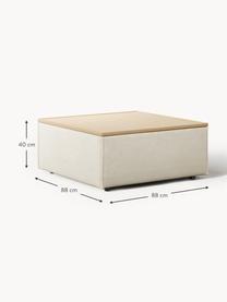 Sofa-Hocker Lennon aus Leinen-Mix mit Stauraum, Bezug: 50 % Viskose, 25 % Leinen, Tablett: Eichenholz, Spannplatte m, Gestell: Spanplatte, mitteldichte , Leinen-Mix Beige, helles Eichenholz, B 88 x T 88 cm