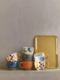 Tasse artisanale avec poignée dorée Good Evening, Grès cérame, Blanc, bleu, couleur dorée, Ø 11 x haut. 9 cm, 500 ml