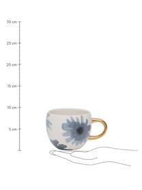 Bemalte Tasse Good Evening mit goldenem Griff, Steingut, Weiss, Blau, Goldfarben, Ø 11 x H 9 cm, 500 ml