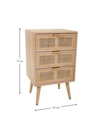 Mesilla de noche de madera Cayetana Shelfy, Estructura: tablero de fibras de dens, Patas: madera de bambú pintada, Madera, An 42 x Al 71 cm