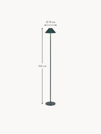 Lámpara de pie pequeña regulable LED Hygge, pórtatil, Metal recubierto, Verde oscuro, 134 ml