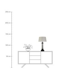 Grote tafellamp Column van glas, Lampenkap: stof, Lampvoet: glas, gecoat staal, Wit, transparant, zwart, Ø 37 x H 50 cm