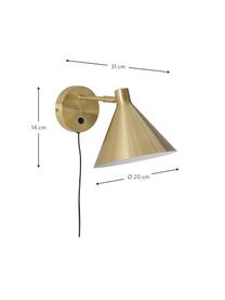 Wandlamp Jordan met stekker, Lampenkap: gecoat metaal, Goudkleurig, B 20 x D 31 cm