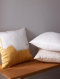 Housse de coussin en soie Aryane, Jaune, blanc, larg. 45 x long. 45 cm