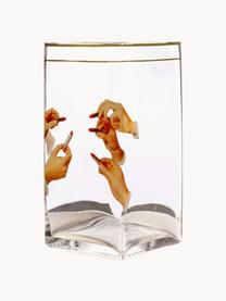 Glazen vaas Lipsticks, H 30 cm, Vaas: glas, Rand: goudkleurig, Lipsticks, B 15 x H 30 cm