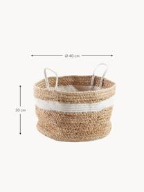 Aufbewahrungskorb Saht aus Jute, Korb: Jute, Griff: Baumwolle, Dekor: Baumwolle, Beige, Weiss, Ø 40 x H 30 cm