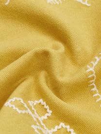 Poszewka na poduszkę z haftem i chwostami Huata, Bawełna, Żółty, beżowy, S 30 x D 50 cm