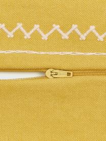 Funda de cojín bordada Huata, 100% algodón, Amarillo, beige, An 30 x L 50 cm