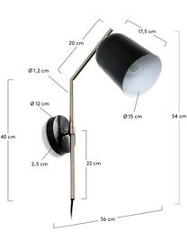 Wandlamp Pryia, Metaal, Zwart, 15 x 54 cm