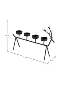 Teelichthalter Eugen, Metall, beschichtet, schwarz, B 35 x H 21 cm