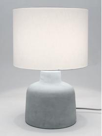 Handgefertigte Tischlampe Ike mit Betonfuß, Lampenschirm: 100% Leinen, Lampenfuß: Beton, Grau, Weiß, Ø 30 x H 45 cm