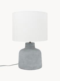 Lámpara de mesa artesanal de cemento Ike, Pantalla: 100% lino, Gris cemento, blanco, Ø 30 x Al 45 cm