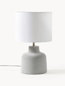Lámpara de mesa artesanal de cemento Ike, Pantalla: 100% lino, Gris cemento, blanco, Ø 30 x Al 45 cm