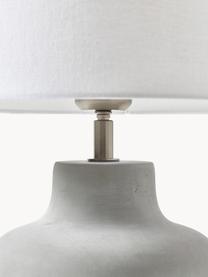 Lampada da tavolo fatta a mano con base in cemento Ike, Paralume: 100% lino, Cemento, bianco, Ø 30 x Alt. 45 cm