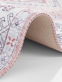 Tapis de couloir dans le style vintage Gratia, 100 % polyester, Vieux rose, gris, larg. 80 x long. 200 cm