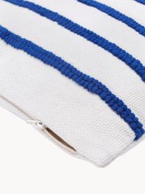 Wende-Kissenhülle Blah Blah mit bestickter Aufschrift, 100% Baumwolle, Weiß, Blau, Hellrosa, Korallrot, B 45 x L 45 cm