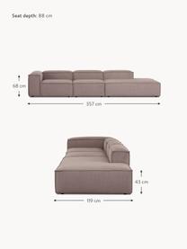 Modulaire XL chaise longue Lennon van corduroy, Bekleding: corduroy (92% polyester, , Frame: massief grenenhout, multi, Poten: kunststof De poten bevind, Corduroy taupe, B 357 x D 119 cm, rugleuning rechts