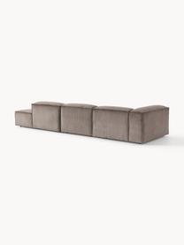 Modulaire XL chaise longue Lennon van corduroy, Bekleding: corduroy (92% polyester, , Frame: massief grenenhout, multi, Poten: kunststof De poten bevind, Corduroy taupe, B 357 x D 119 cm, rugleuning rechts