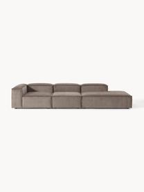 Modulaire XL chaise longue Lennon van corduroy, Bekleding: corduroy (92% polyester, , Frame: massief grenenhout, multi, Poten: kunststof De poten bevind, Corduroy taupe, B 357 x D 119 cm, rugleuning rechts