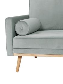 Samt-Ecksofa Saint (4-Sitzer) in Salbeifarben mit Eichenholz-Füssen, Bezug: Samt (Polyester) Der hoch, Gestell: Massives Eichenholz, Span, Webstoff Salbeifarben, B 294 x T 220 cm