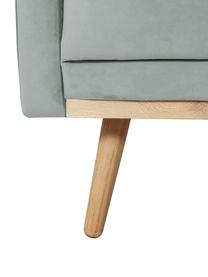 Samt-Ecksofa Saint (4-Sitzer) in Salbeifarben mit Eichenholz-Füßen, Bezug: Samt (Polyester) Der hoch, Gestell: Massives Eichenholz, Span, Webstoff Salbeifarben, B 294 x T 220 cm