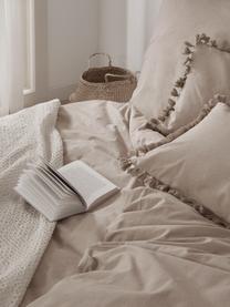 Bavlnená posteľná bielizeň so strapcami Polly, Béžová, 135 x 200 cm + 1 vankúš 80 x 80 cm