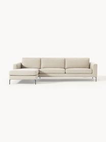 Ecksofa Cucita (4-Sitzer), Bezug: Webstoff (100% Polyester), Gestell: Massives Kiefernholz, Füße: Metall, lackiert Dieses P, Webstoff Hellbeige, B 302 x T 163 cm, Eckteil links