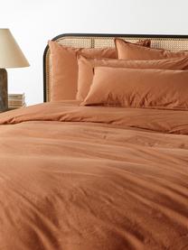 Housse de couette en percale de coton Debbie, Terracotta, larg. 200 x long. 200 cm