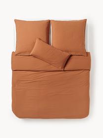 Housse de couette en percale de coton Debbie, Terracotta, larg. 200 x long. 200 cm