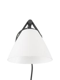 Wandlamp Strap met verwisselbare leren band en stekker, Lampenkap: glas, Decoratie: runderleer, Frame: chroom, Zwart, 17 x 17 cm