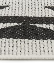 Passatoia etnica da interno-esterno Ikat, 86% polipropilene, 14% poliestere, Bianco crema, nero, grigio, Larg. 80 x Lung. 250 cm