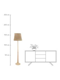 Vloerlamp Ratto van rubberhout, Lampenkap: rotan, Lampvoet: rubberhout, Bruin, Ø 40 x H 160 cm