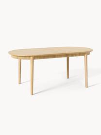 Uitschuifbare eettafel Calary, 180 - 230 x 92 cm, Tafelblad: spaanplaat, berkenmultipl, Poten: eikenhout Dit product is , Eikenhout, B 180/230 x D 92 cm