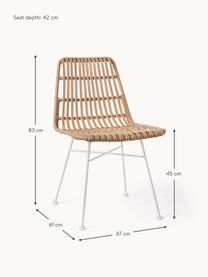 Sedie intrecciate Costa 2 pz, Seduta: intreccio in polietilene, Struttura: metallo verniciato a polv, Marrone chiaro, bianco, Larg. 47 x Prof. 61 cm