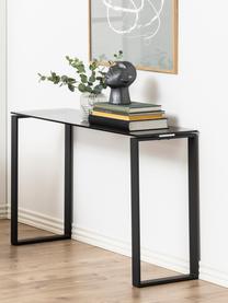 Console avec plateau en verre Katrine, Noir, larg. 110 x prof. 40 cm