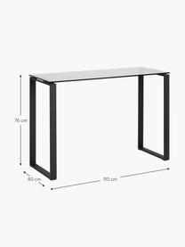 Wandtafel Katrine met getint glazen tafelblad, Frame: gecoat metaal, Tafelblad: glas, Grijs, zwart, B 110 x H 40 cm