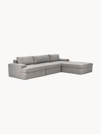 Sofá modular con reposapiés Russell (4 plazas), desenfundable, Tapizado: 100% algodón Alta resiste, Tapizado: relleno de espuma, Estructura: madera contrachapada de p, Patas: plástico Este producto es, Tejido gris, An 309 x F 206 cm