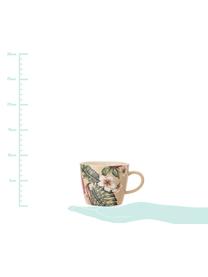 Tazza da caffè con motivo tropicale Aruba 2 pz, Terracotta, Bianco crema, verde, rosso, Ø 10 x Alt. 8 cm