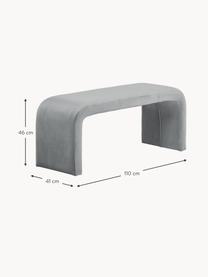 Banquette en velours Penelope, Velours gris, larg. 110 x haut. 45 cm