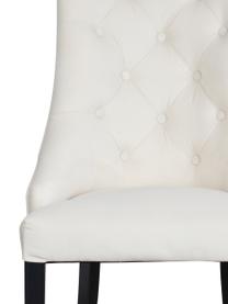 Sedia imbottita in velluto Madam, Rivestimento: velluto (100% poliestere), Velluto bianco crema, legno laccato nero, Larg. 56 x Prof. 64 cm