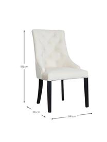 Sedia imbottita in velluto Madam, Rivestimento: velluto (100% poliestere), Velluto bianco crema, legno laccato nero, Larg. 56 x Prof. 64 cm