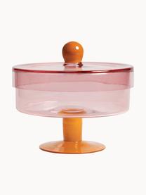 Boîte de rangement en verre Duo, Verre, Orange, rose, Ø 22 x haut. 20 cm