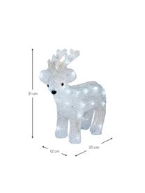 Svetelná LED dekorácia na batérie Deer, Plast, Biela, Š 30 x V 31 cm